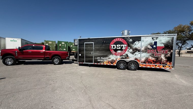 BBQ grill trailer with custom graphics